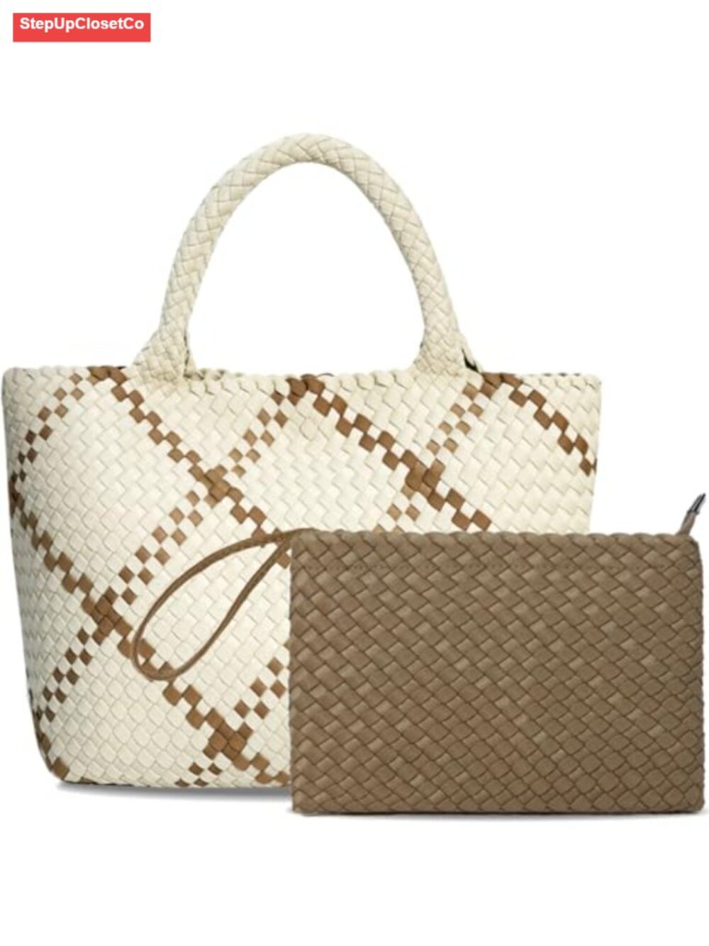Handwoven Neoprene Tote Bag with Top Handle, Large Shoulder Hobo Purse, Travel